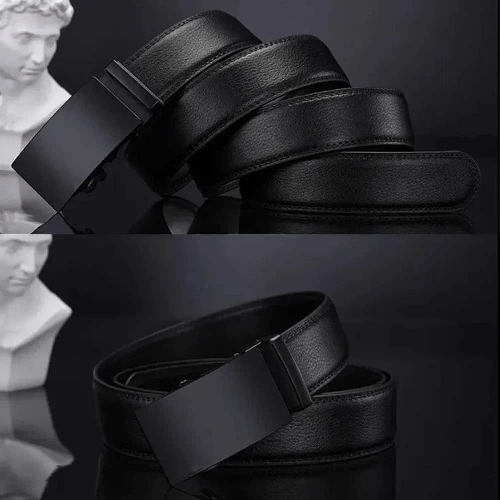Famous Brand Business Belt Men Top Quality PU Luxury Leather Waist Strap Black Genuine Belt for Men Male Metal Automatic BuckleX240914