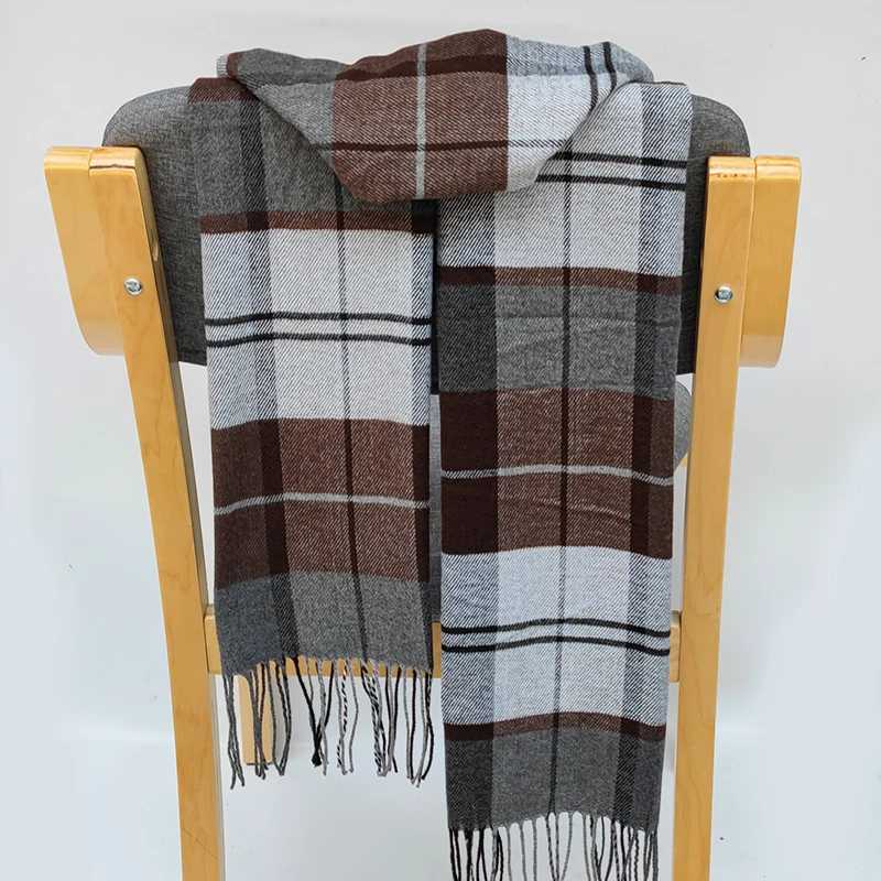 Scarves Womens warm classic plaid scarf fashionable casual popular cashmere couple plaid winter mens business unisex headscarf J240913