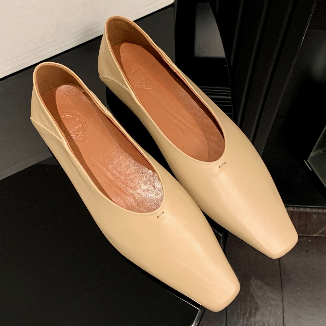Women's cow leather square toe slip-on ballet flats leisure soft comfortable espadrilles casual female daily slim shoes woman