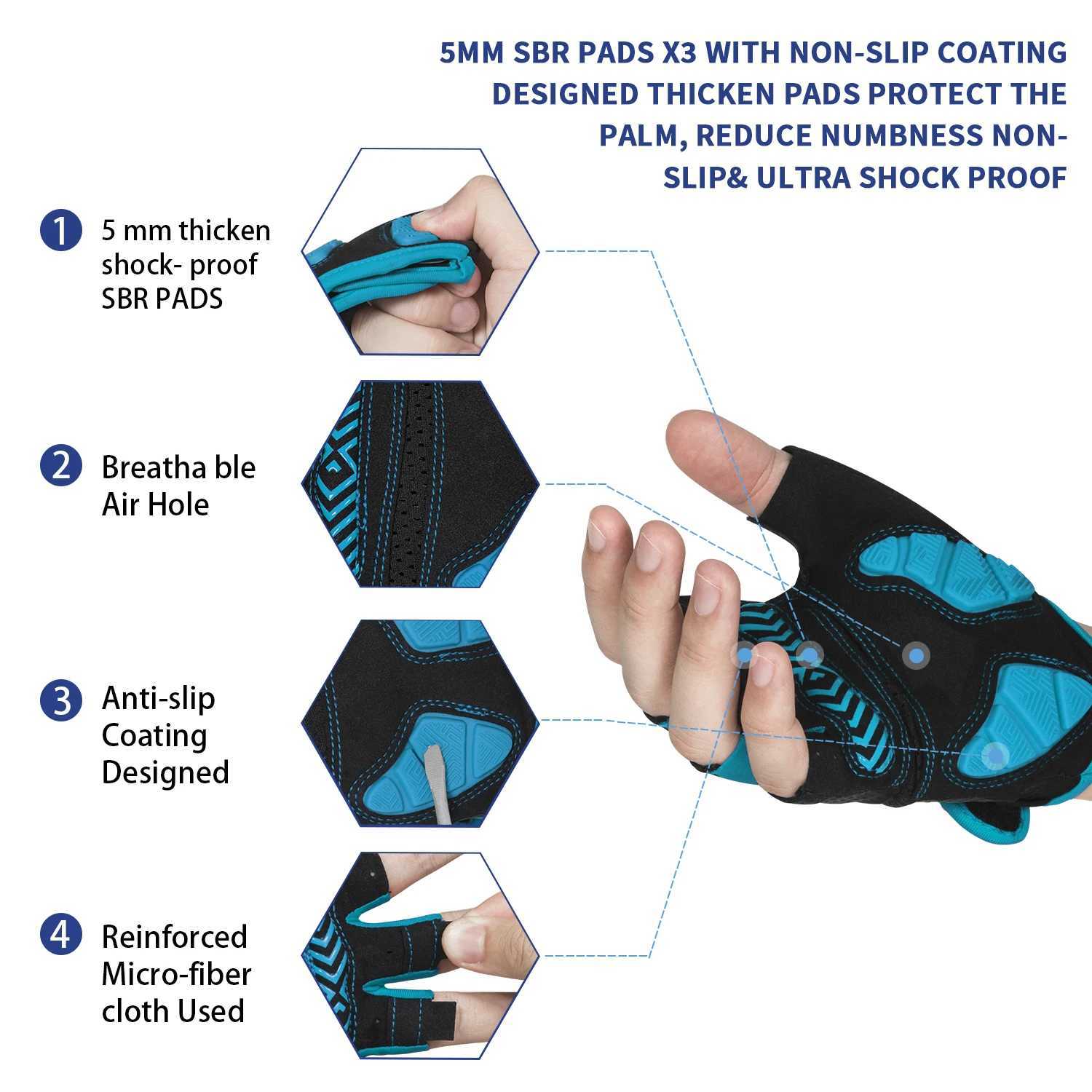 MOREOK Half Finger Bike Gloves 5MM Silicone Pads Bicycle Gloves Shock-Absorbing Non-Slip Mountain Cycling Gloves Y240914