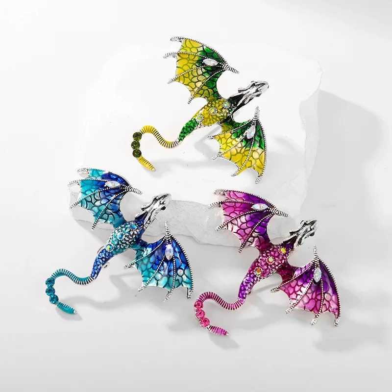 Colorful Zircon Enamel Flying Dragon Brooch For Women Men Unisex Suit Coat Scarf Brooches Pins Party Casual Jewelry AccessoriesX240914