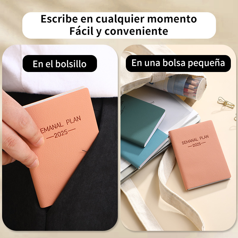 Morandi color scheme 2025 A7 Spanish schedule book portable mini plan book daily plan pocket book