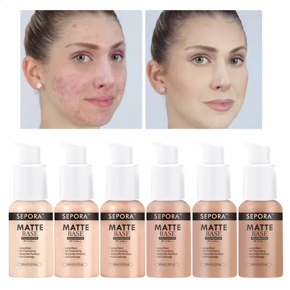 30ml SEPORA Liquid Foundation Waterproof Long Lasting Matte Moisturizing Brightening Concealer CC Cream Base Makeup Cosmetics 240914