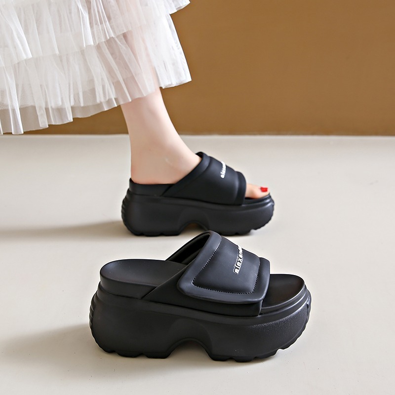 9cm New Summer Women Slippers Thick Soles Flip-Flops Ladies Wedge Heels Beach Shoes Woman High Platform Slippers Outside Sandals