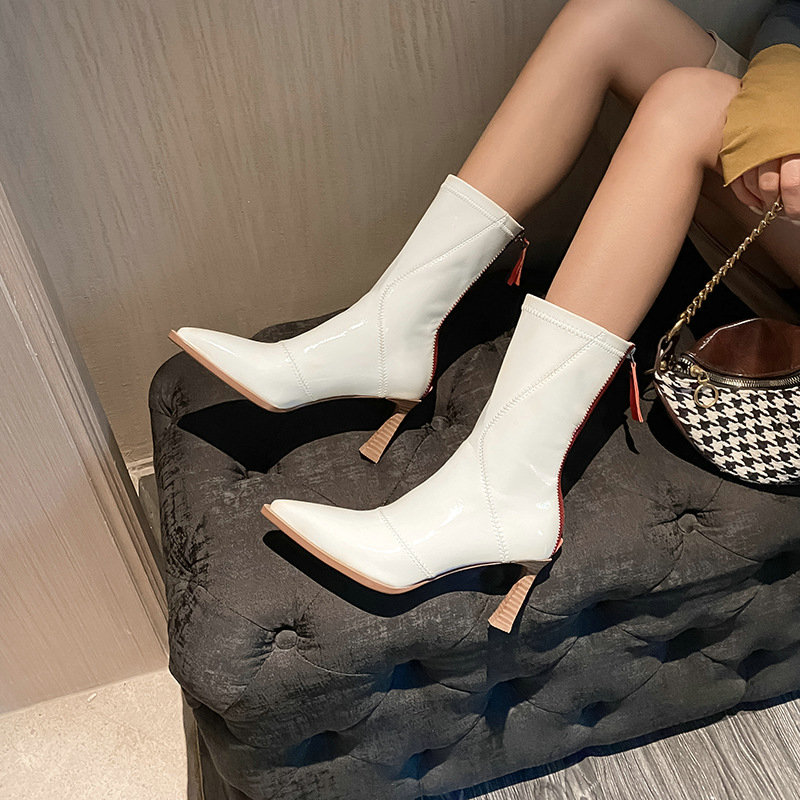 Winter Autumn Fashion Patent Leather Women Knee High Heels Female Boots Shoes 6486