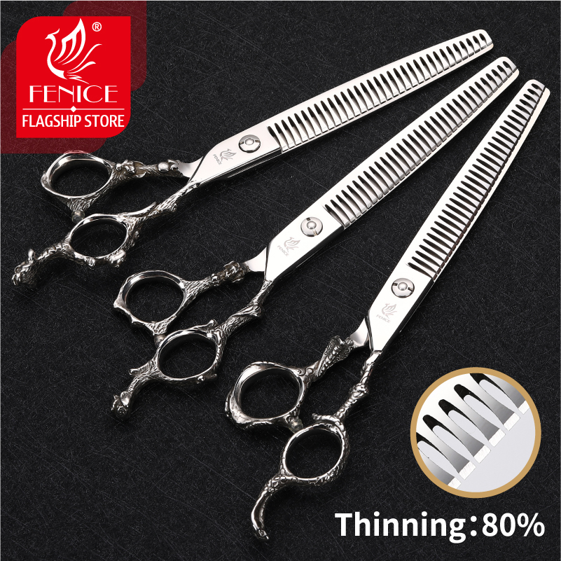 Fenice Zodiac 7.5 inch Dog Pet Thinning Scissors Grooming Shears Professional Pet Scissors High Quality Hair Cutting Scissors