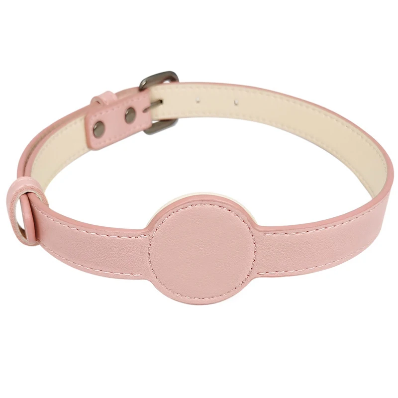Leather AirTag Cat Collar-Non Breakaway Kitten Collar with Apple Air Tag Holder-Lightweight Pet Collars for Girl Boy Cat,Puppies