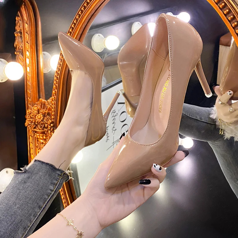 Sexy Nude Pointy Party Wedding Shoes Basic Light Mouth Stiletto Heels Womens Single Shoes Fashion Simple Heels Women Shoes 240904