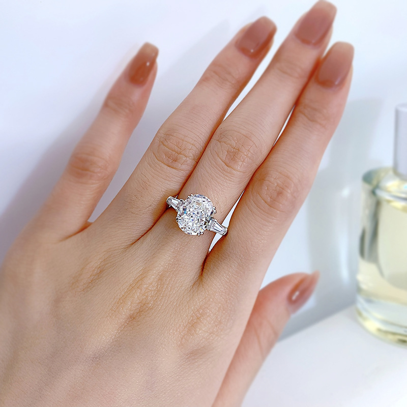 Oval Cut Moissanite Eternity Ring | Sterg Sier Engagement Band for Women