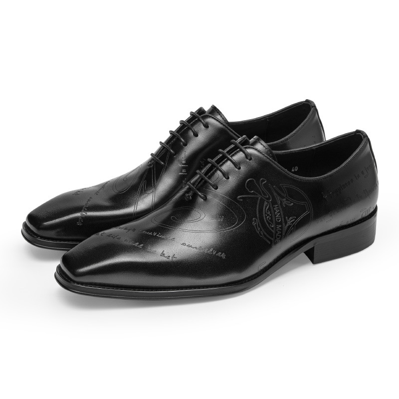 Luxury Handmade Real Leather Casual Oxford Men Dress Shoes Pointed Toe Genuine Leather Lace-up Wedding Shoes Black Brown