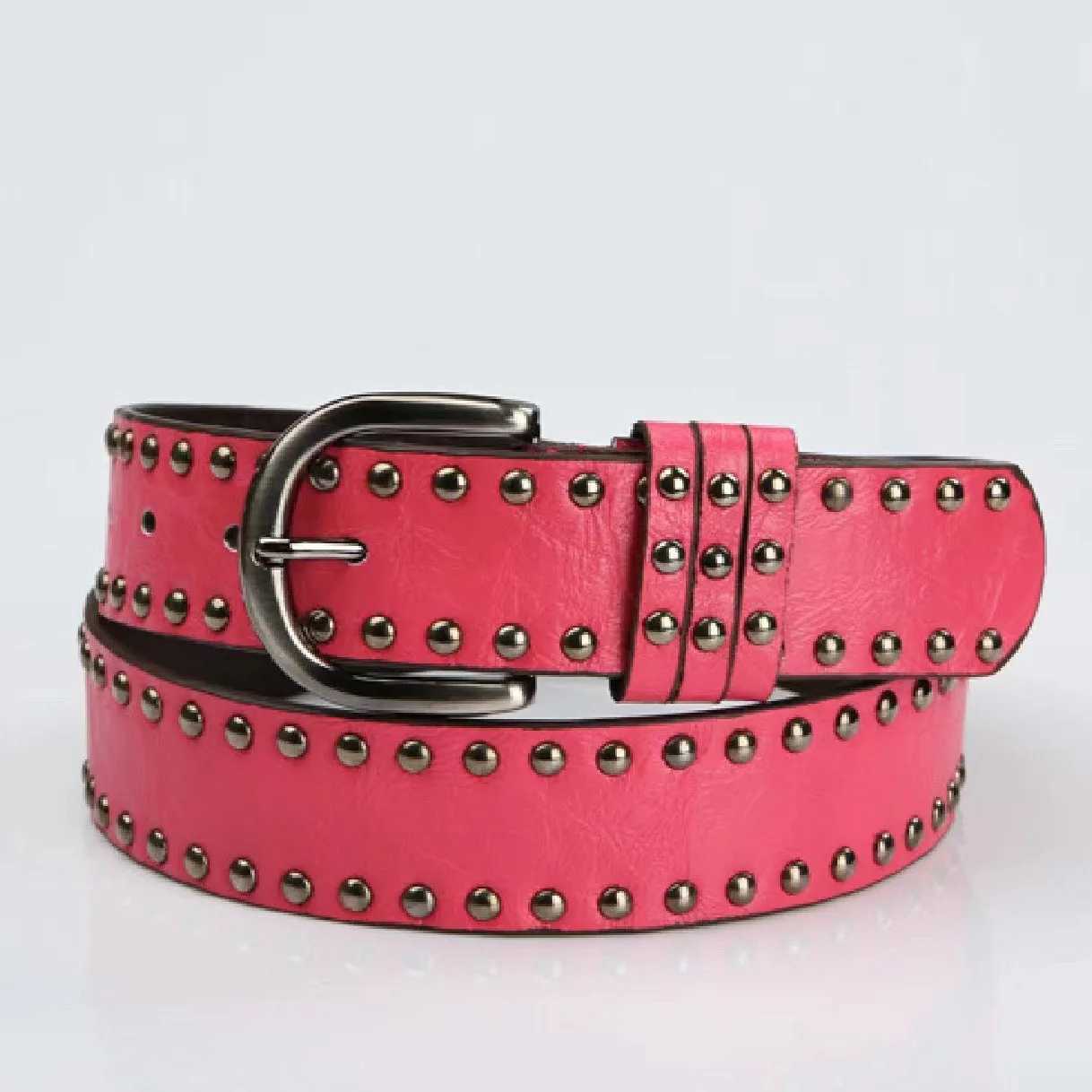 New style rivet black punk style needle buckle belt versatile and high-end for women Y2k belt mens and womens denim beltX240914