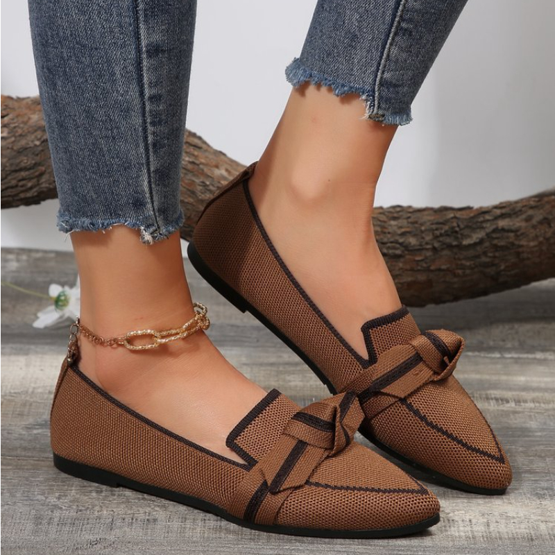 Women Pointed Toe Flat Shoes Solid Color Knitted Slip on Shoes Casual Breathable Ballet Flats Women Flat Shoes Zapatos Mujer