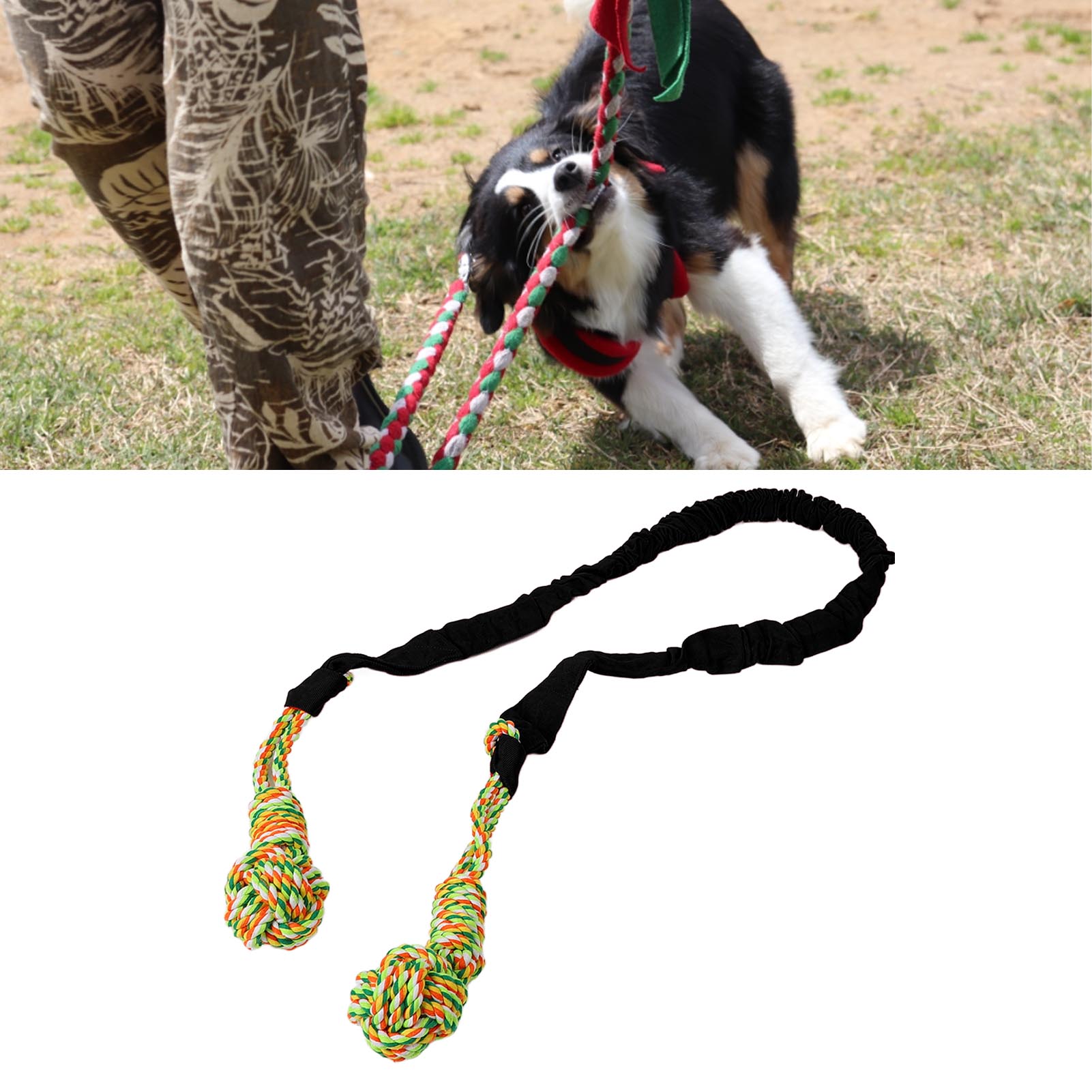 Dog Tug Rope Toy Bite Resistant Teeth Grinding Interactive Hanging Pet Rope Toy For Indoor Door Outdoor