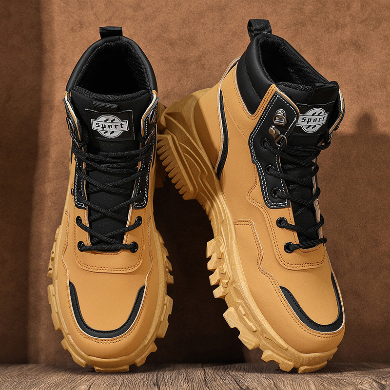 Ankle CYYTL Boots Men Shoes Leather Casual Outdoor Platform Walking Fashion Designer Work High Top Sneakers New Cowboy Winter e374