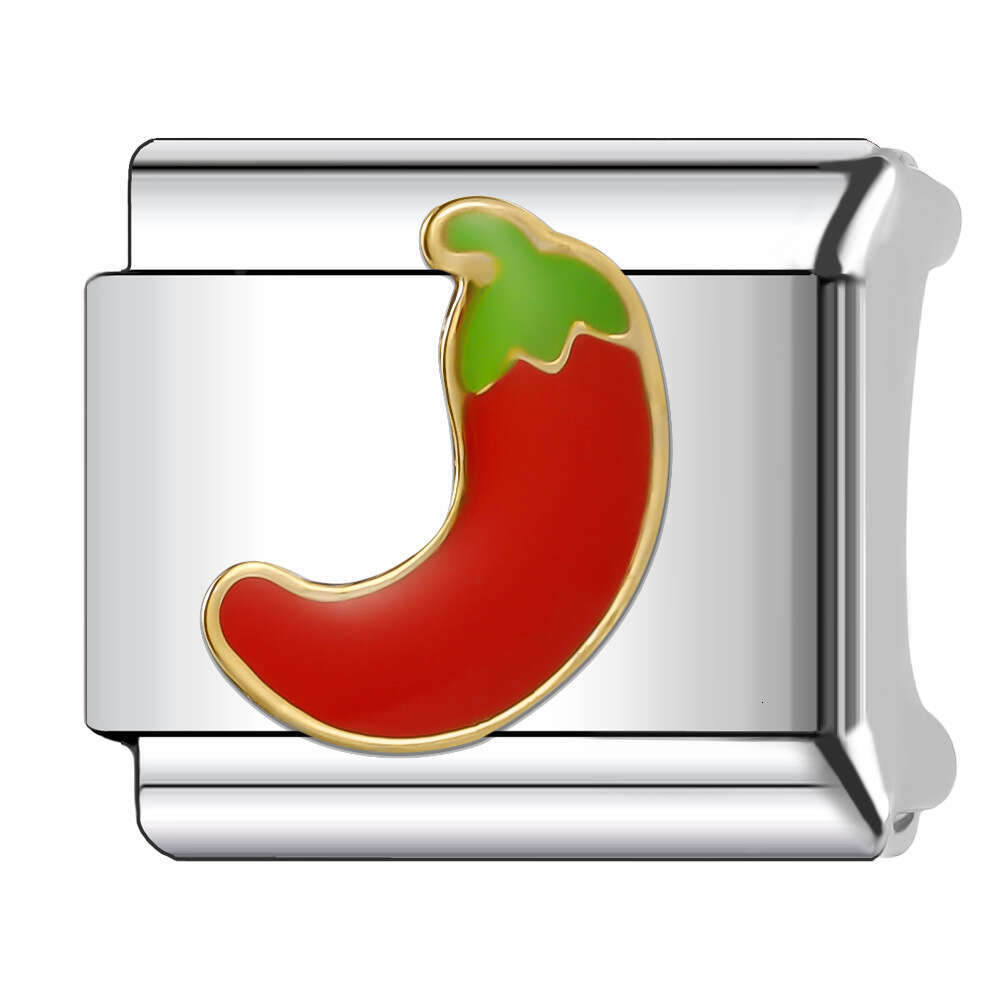 New Women's Gift red pepper Bead Italian Charms Links Bangle Beads Fit 9mm Stainless Steel Bracelet Making DIY For Women Fashion Jewelry