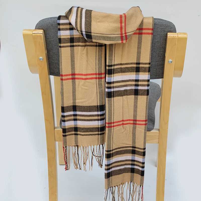 Scarves Womens warm classic plaid scarf fashionable casual popular cashmere couple plaid winter mens business unisex headscarf J240913