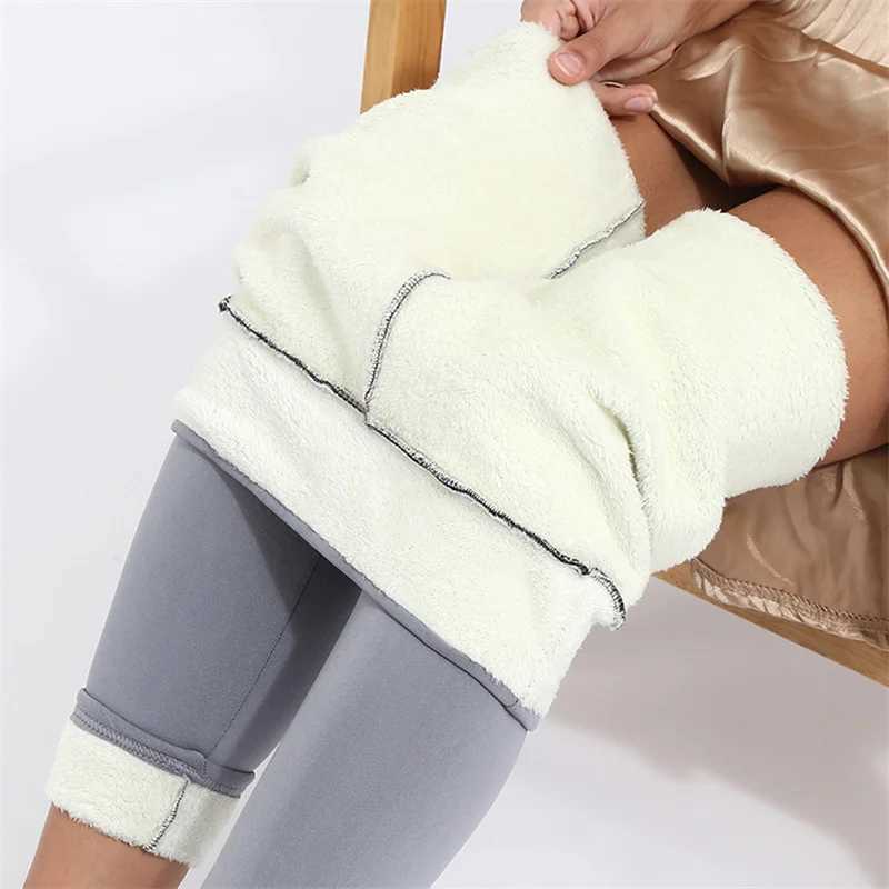 Women Winter Plus Velvet Stretch Leggings Solid Color High Waist Warm Leggings Women Lamb Cashmere Thick Winter LeggingsX240914