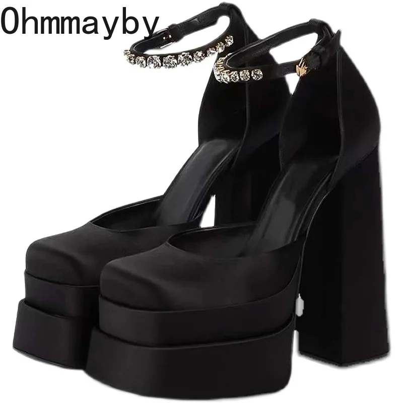 2025 new Club Night CRYSTAL Women Pumps Shoes Fashion Platform Thick High Heel Ladies Sexy Stripper Party Sandals Footwear 4d10