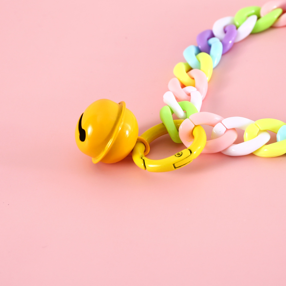 Pet Cat Collar with Bell Macaron Candy Color Resin Chain Ball Necklace Necklace Birthday Princess Accessories for Cat Dog Rabbit