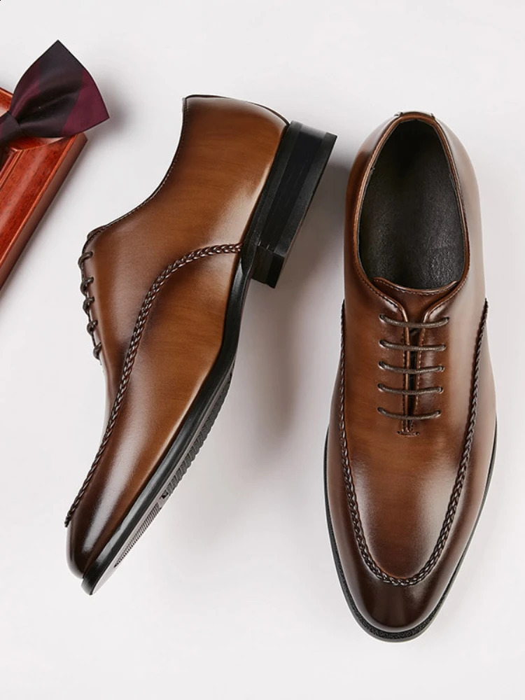 Mens genuine leather business dress shoes elegant lace formal wedding shoes size 39-45 250226