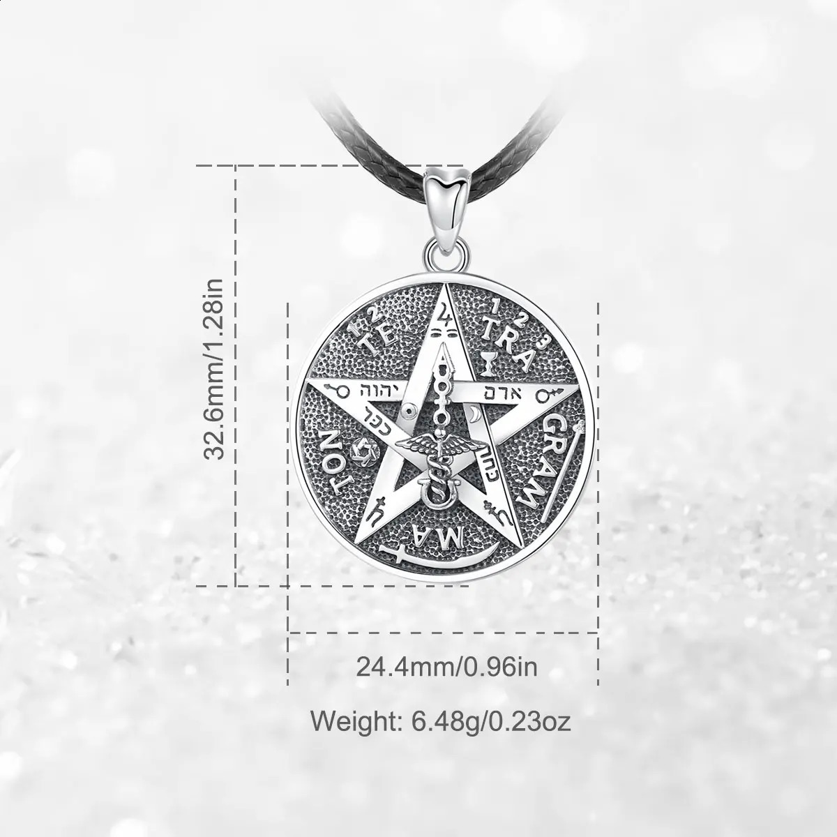 EUDORA 925 sterling silver pentagonal rune necklace talisman leather chain guardian star pendant mens jewelry 240912