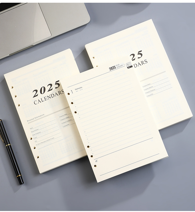 2025 Loose-leaf Calendar Refill - Minimalist Design for Planners and Organizers