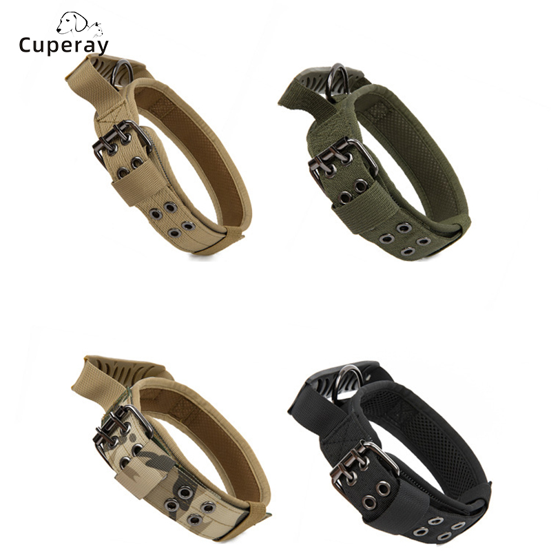 Nylon Tactical Dog Collar with Handle Adjustable Reflective Dog Collar with D-Ring & Buckle Military Collar for Medium Large Dog