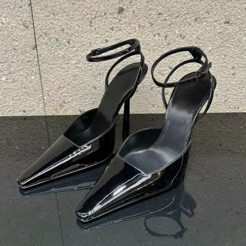 2024 Summer New High Heel Rhinestone Sandals Sexy Fashion Show One Line Buckle Strap European American Women's Shoes Size 34-43