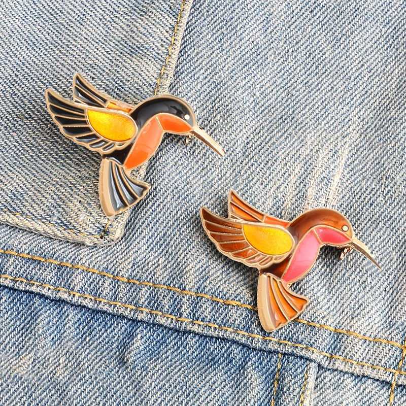 Vintage Jewelry Brooches for Women Colorful Enamel Pins Metal Birds Cute Broach Bird Hummingbird Badge High Quality AccessoriesX240914
