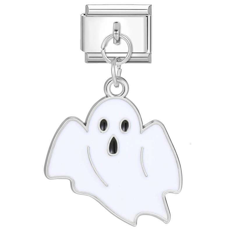 2024 Color Glaze Halloween Ghost Castle Bat Pendant Italian Charms Links Bangle Beads Fit 9mm Stainless Steel Bracelet Making DIY For Women Fashion Je