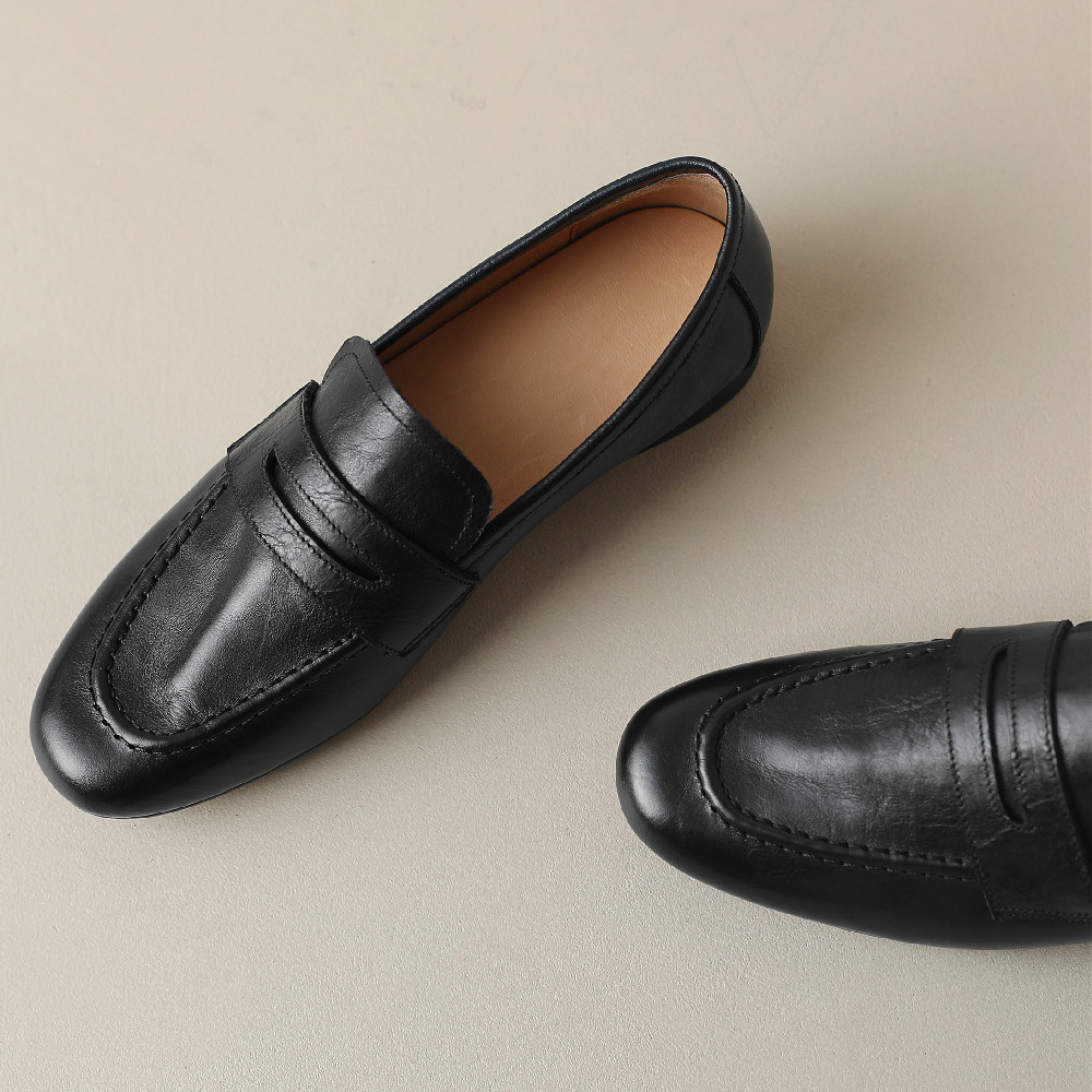 cow Women's New leather round toe slip-on flats loafers leisure soft comfortable casual female moccasins high quality daily shoes 3e8c