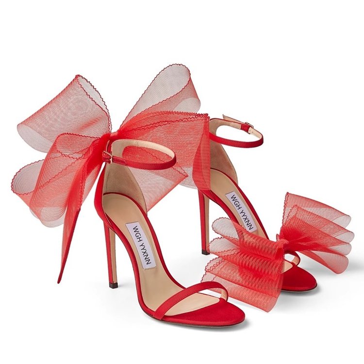 Woman African Shoe Beige High Heels 2024 Bury Big Bow 12cm Summer Straps Cover Latest Fine Scandals Pumps Butterfly-knot Thi 18b0