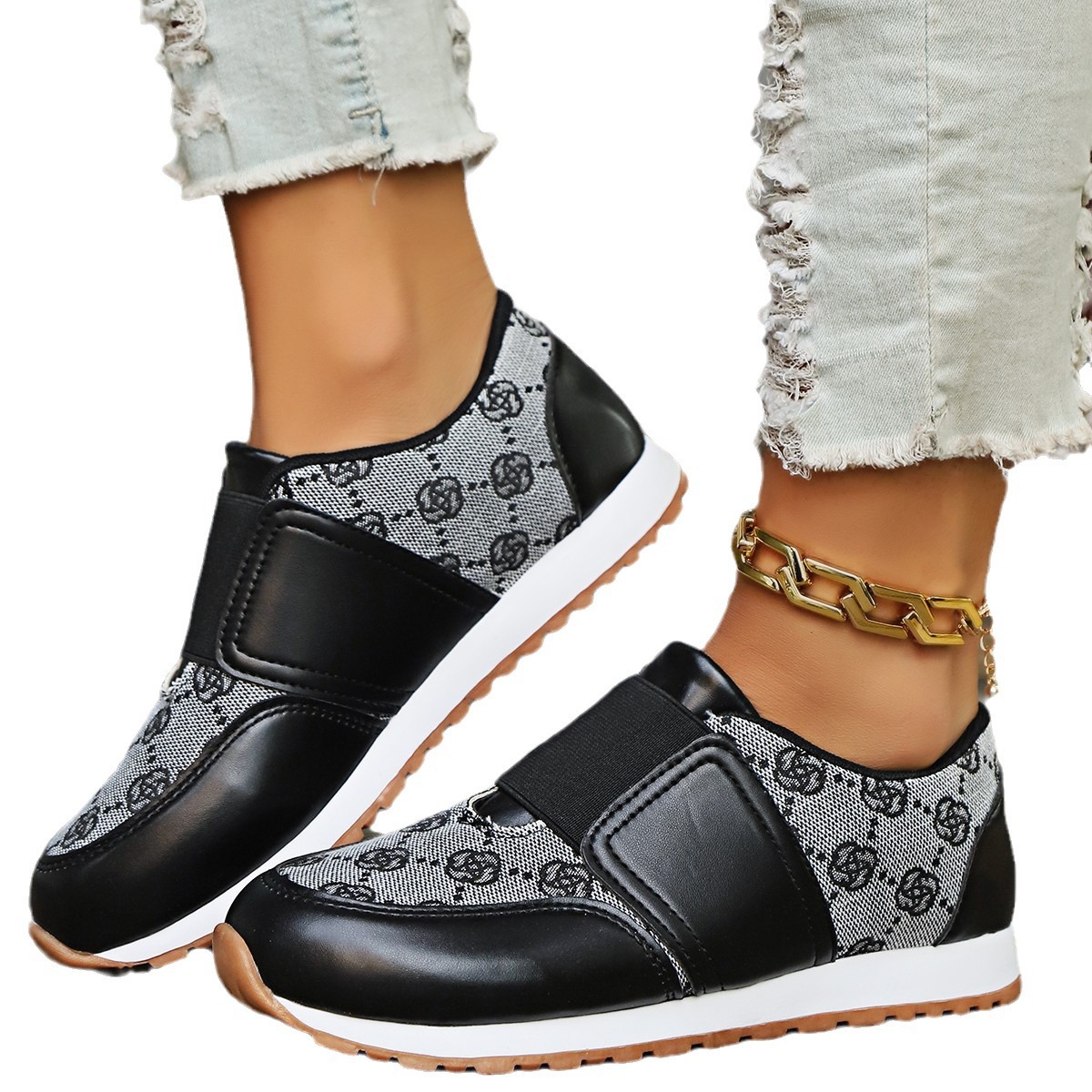 Luxury Brand Comfortable Casual Sports Shoes Women's Shoes Fashion 2024 Spring Breathable Fashion Slip on Flat Vulcanized Shoes