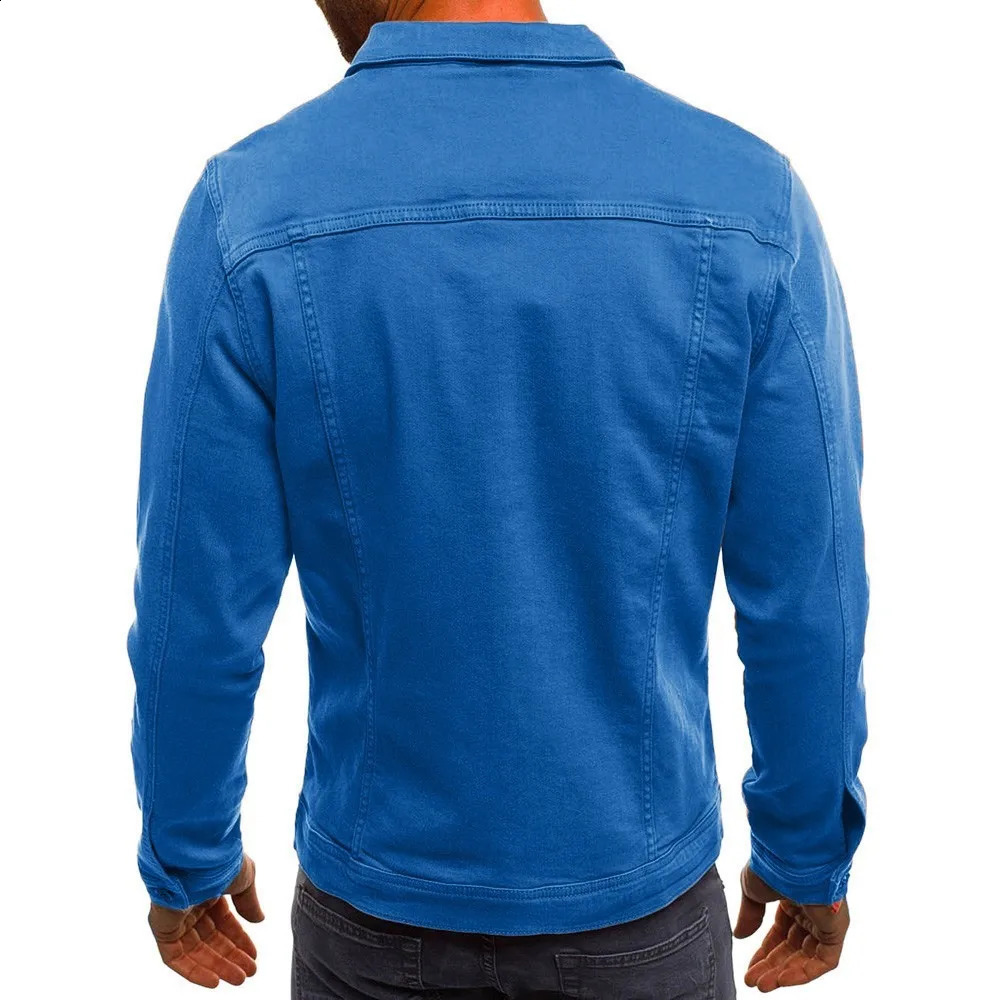 MenS Vintage Denim Jacket Autumn Winter Button Solid Color Tops Coat All-Match Fashion Casual Denim Jacket Chaquetas Hombre 240913
