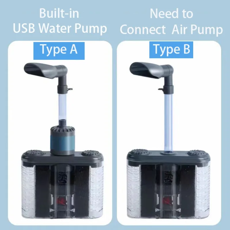 6-IN-1 USB Electric Aquarium Submersible Internal Filter Fish Tank Filter Water Filtration Bio-Sponge Fish Manure Cleaning Tools