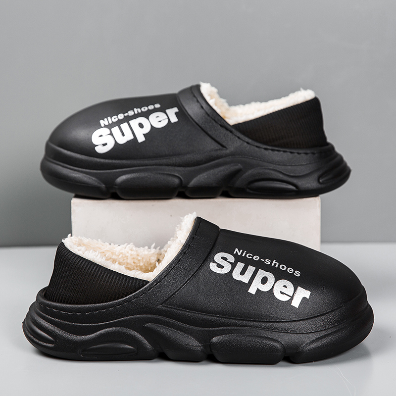 Fashion Winter Men Women Warm Slippers Cotton Slippers Outdoor Indoor Home Non-Slip Shoes New Men's Bedroom Warm Plush Slippers