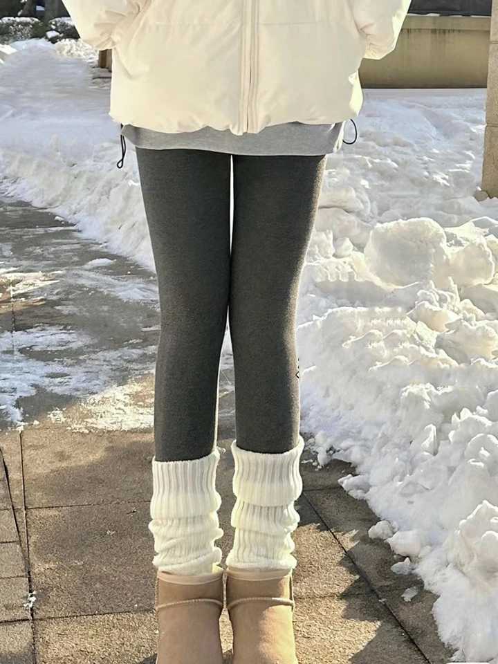 Winter Thicken Fur Winter Leggings For Women Warm Leggins Solid Color Velvet Leggins High Waist Leggings Stretchy LeggingsX240914