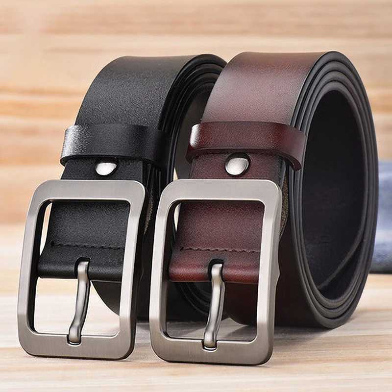 Japanese style buckle simple belt mens belt new large size 100-130cm vintage needle buckle mens belt high qualityX240914