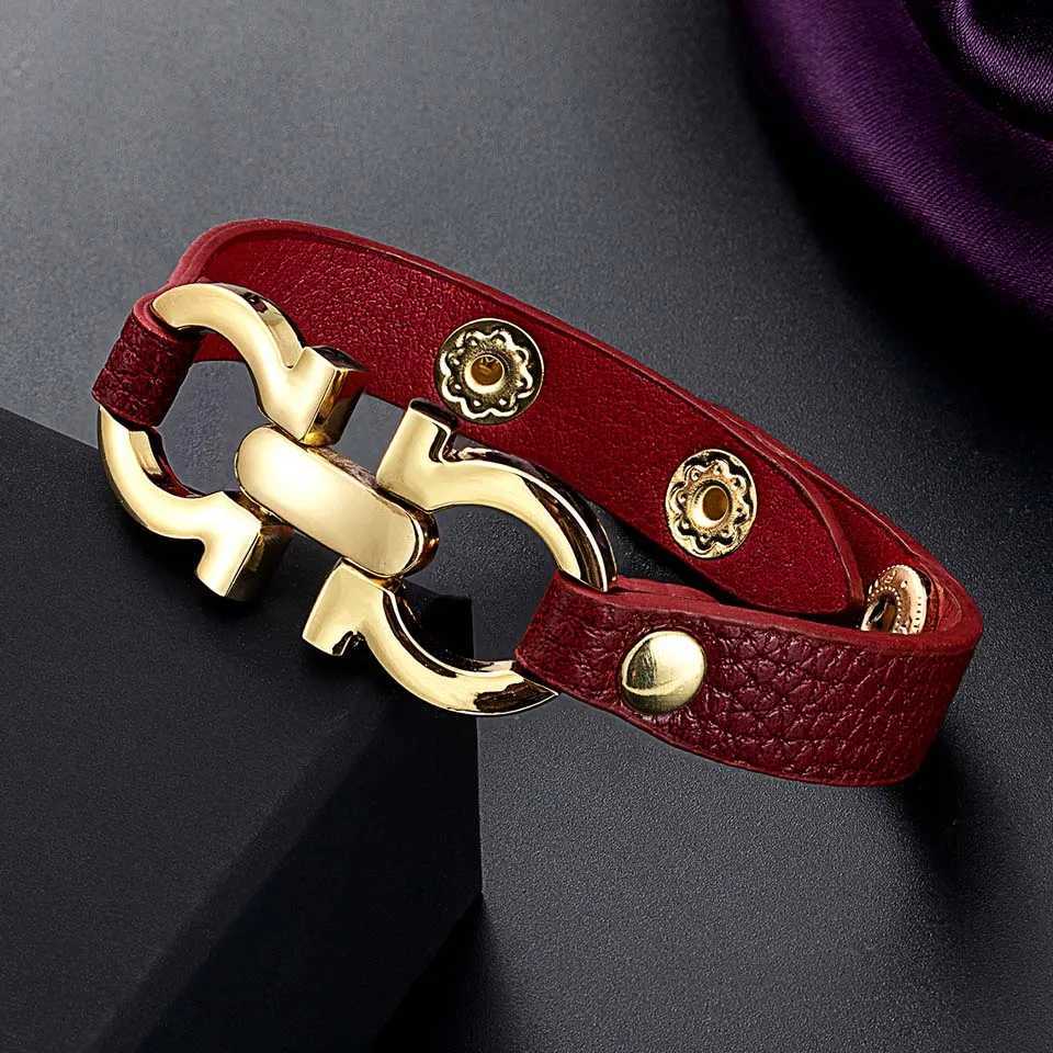 Charm Bracelets Zlxgirl Fashoin Pu Leather Fashion Bracelet Female Couple Engagement Dubai Gold Bracelet Bijoux Best Couple Gift Accessories J240914