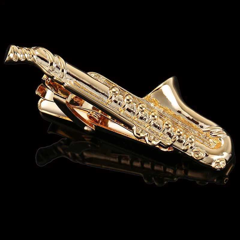 High quality French shirt tie clip Sax Design golden Copper Metal for mans accessoryX240914