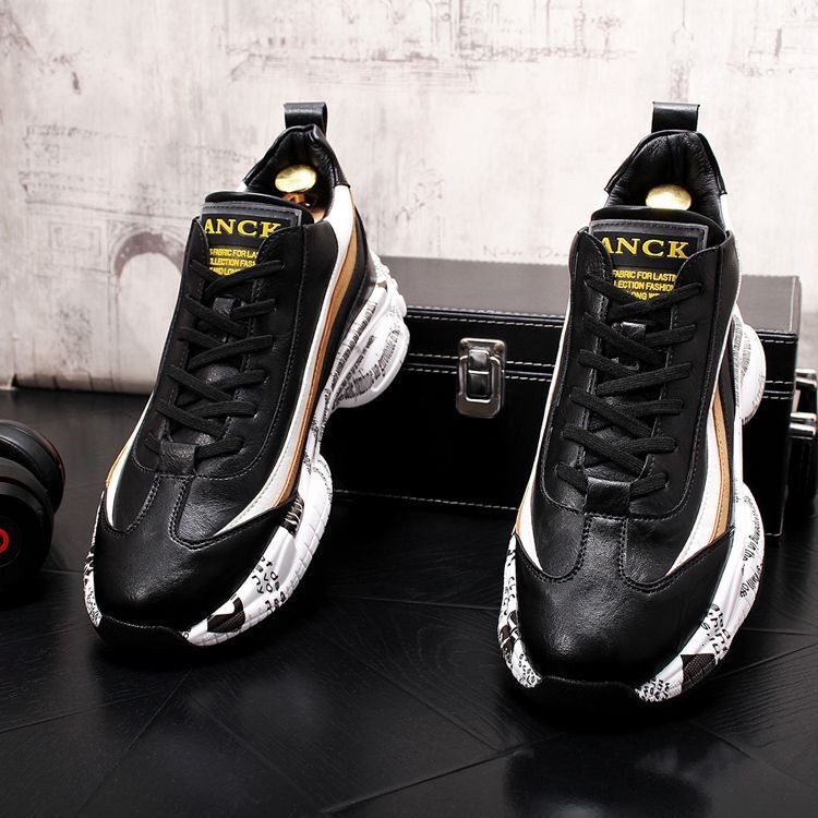 Autumn Korean Trend Casual Men's High-Top Sports Running Shoes Zhongbang Boots Versatile Board Design Dad's Trendy Short