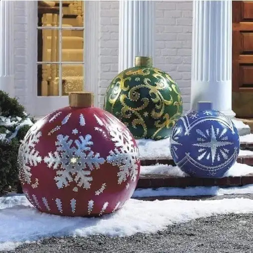 Outdoor Christmas Inflatable Decorations Ball 1pc PVC Giant PVC Christmas Inflatable Ball Garden Lawn Holiday Christmas Decor 240830