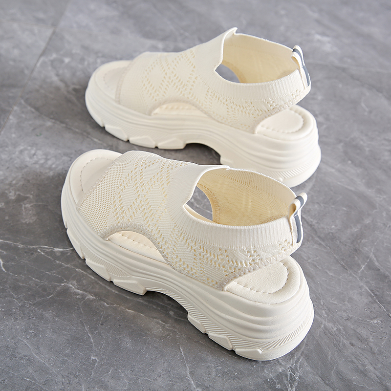 2024 Summer New Platform Sandals for Women Leisure Sport Lightweight Wedge Heeled Diamondback Flying Woven Roman Women Sandals