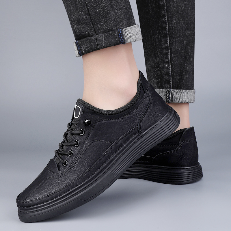 Genuine Leather Sneakers for Men: Casual, Comfortable 2024 Lace-Up Skate Shoes 4 Comtable