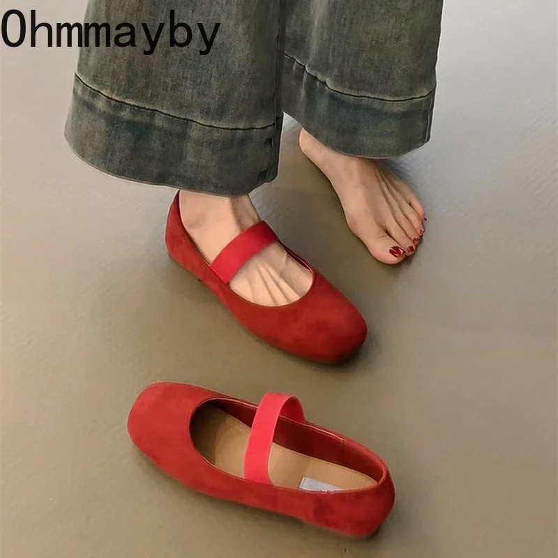 Retro Style Round Toe Women Mary Jane Shoes Fashion Elastic Band Ladies Comfort Soft Sole Party Female ballerina Shoes