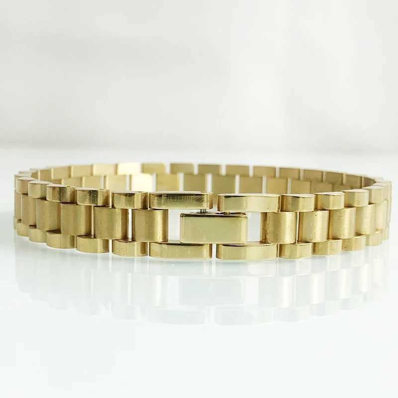 Charm Bracelets 10MM watch chain mens bracelet suitable for women gold stainless steel ergonomic bracelet mens jewelry accessories J240914