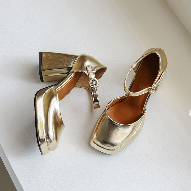High Women's Heels New Sandals Elegant D'Orsay Dress Pumps Ankle Straps Gold Sier Office Wedding Shoes Girls Large Size 45 5dce