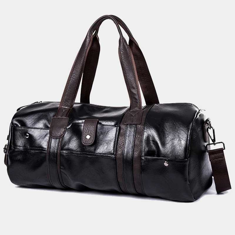 Pu Leather Travel Luggage Bag Handbag Sports Gym Men for Yoga Soft Black Sport Fitness Male Shoulder Weekend Daily 240914