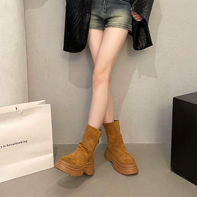 Ankle White Boots-Women Autumn Shoes Low Riding 2024 Leather Ladies Retro Motorcycle boots Lolita Boots Rock S 2513