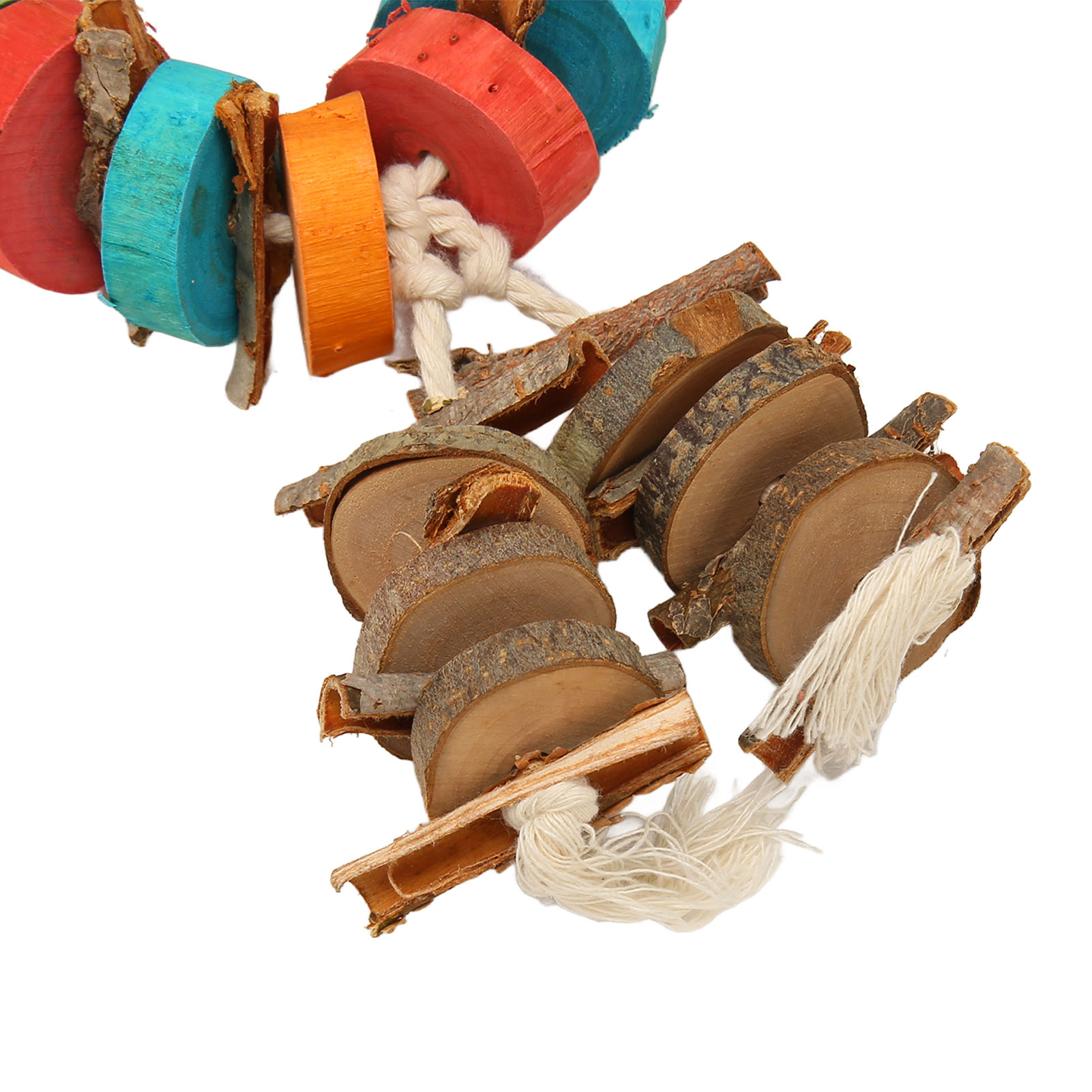 Bird Chewing Toy Beak Grinding Tear Resistant Wooden Bird Cage Toy With Hook For Medium Large Parrots